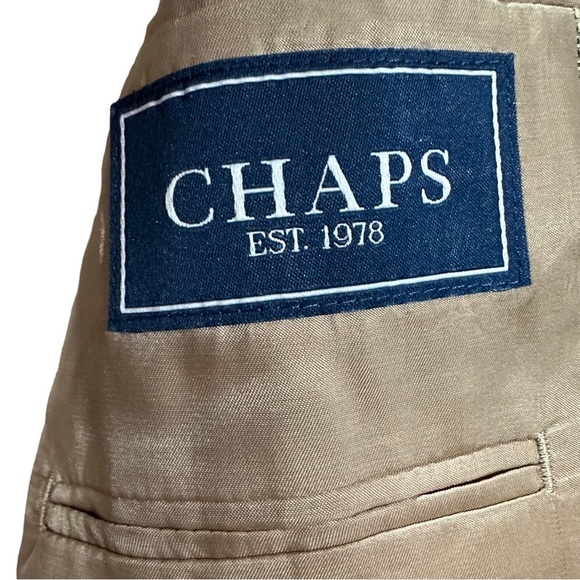 Ralph Lauren Chaps 100% Silk Tan Houndstooth Print Suit Jacket Sz 42L Blazer - Picture 8 of 14